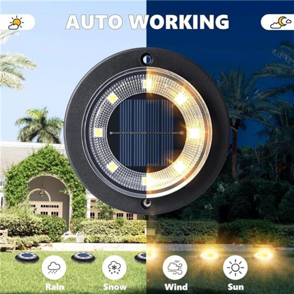 Solar Ground Lights - Solar Powered Lights Outdoor Solar Disk Light - Picture 5 of 7